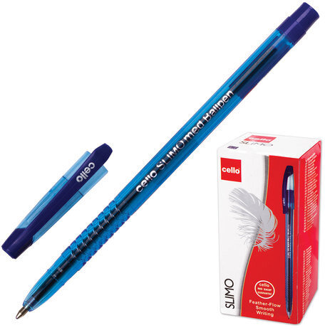 Ручка шариковая масляная CELLO "Slimo", СИНЯЯ, корпус тонированный синий, узел 1 мм, линия письма 0,8 мм, 305089020
