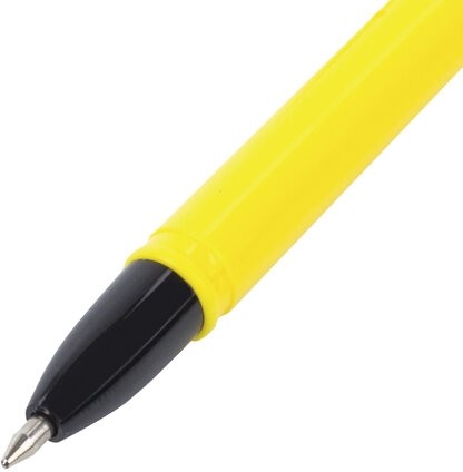 Ручка шариковая настольная BRAUBERG "SMILE", СИНЯЯ, корпус желтый, узел 0,7 мм, линия письма 0,35 мм, 143376