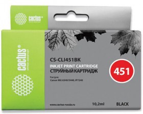Картридж струйный CACTUS (CS-CLI451BK) для CANON Pixma iP7240, черный