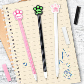 Ручка с топпером шариковая ЮНЛАНДИЯ &quot;Лапка&quot;, корпус ассорти, СИНЯЯ, пишущий узел 0,7 мм, 143784