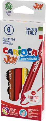 Фломастеры CARIOCA (Италия) "Joy", 6 цветов, суперсмываемые, вентилируемый колпачок, картонная коробка, 40613