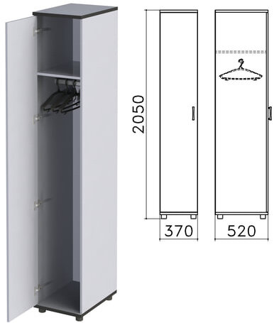 Шкаф для одежды "Монолит", 370х520х2050 мм, цвет серый, ШМ52.11