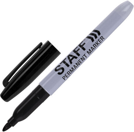 Маркер перманентный (нестираемый) STAFF "EVERYDAY" PM-233, ЧЕРНЫЙ, эргономичный корпус, круглый наконечник, 2 мм, 151233