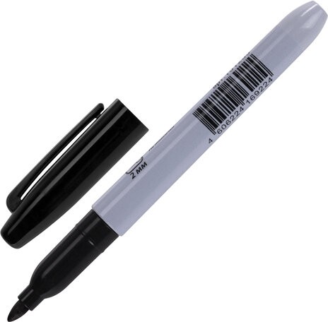 Маркер перманентный (нестираемый) STAFF "EVERYDAY" PM-233, ЧЕРНЫЙ, эргономичный корпус, круглый наконечник, 2 мм, 151233