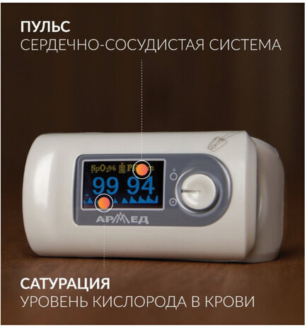 Пульсоксиметр АРМЕД YX301 диапазон SpO2 70%-100%, диапазон пульса 25-250 уд/мин, с поверкой, 1032302