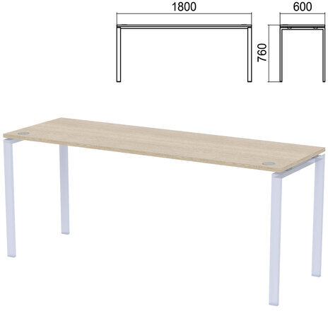 Столешница стола на металлокаркасе "Арго", 1800х600х760 мм, ясень шимо