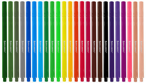 Фломастеры трехгранные 24 цвета, вентилируемый колпачок, BRAUBERG "PREMIUM", ПВХ-упаковка, 152194