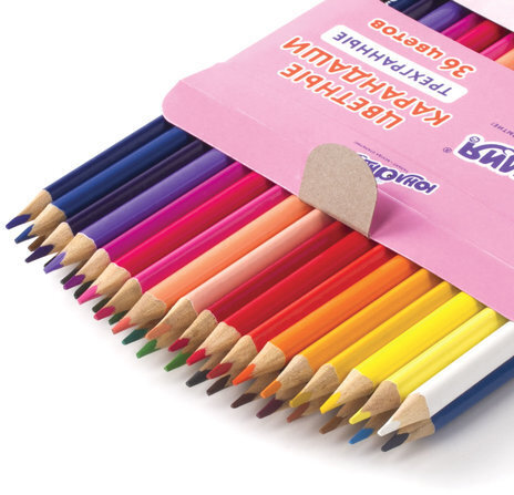 Карандаши цветные ЮНЛАНДИЯ "СЛАДКИЕ ИСТОРИИ", 36 цветов, трехгранные заточенные, 181396