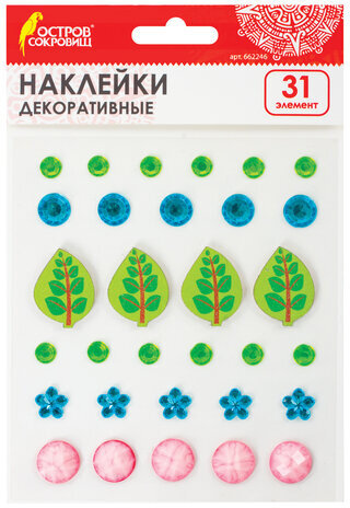 Набор наклеек из EVA и страз ЛЕТО, 31 элемент, на подложке, ОСТРОВ СОКРОВИЩ, 662246