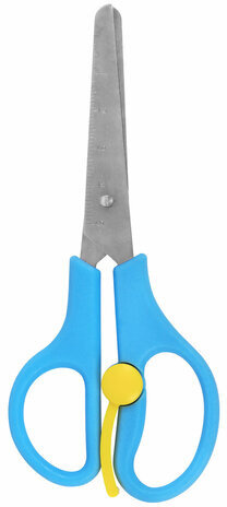 Ножницы ЮНЛАНДИЯ, 130 мм, с усилителем и линейкой, эргономичные ручки, голубые, 238344