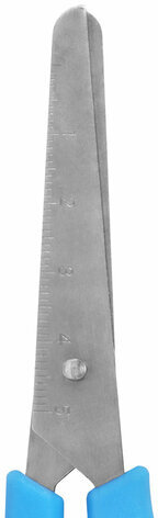 Ножницы ЮНЛАНДИЯ, 130 мм, с усилителем и линейкой, эргономичные ручки, голубые, 238344