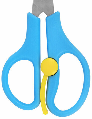 Ножницы ЮНЛАНДИЯ, 130 мм, с усилителем и линейкой, эргономичные ручки, голубые, 238344