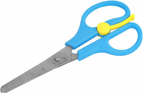 Ножницы ЮНЛАНДИЯ, 130 мм, с усилителем и линейкой, эргономичные ручки, голубые, 238344