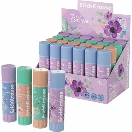 Клей-карандаш ERICH KRAUSE "EasyStick Pastel Bloom", 13 г, 60498