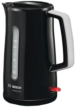 Чайник BOSCH TWK3A013, 1,7 л, 2400 Вт, закрытый нагревательный элемент, пластик, черный
