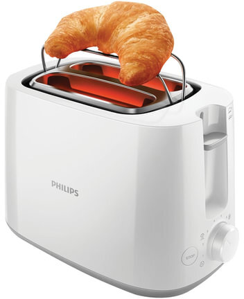 Тостер PHILIPS HD2581/00, 830 Вт, 2 тоста, 8 режимов, подогрев, разморозка, пластик, белый
