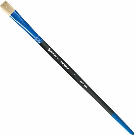 Кисть щетина, плоская № 6, BRAUBERG PREMIUM, 200995