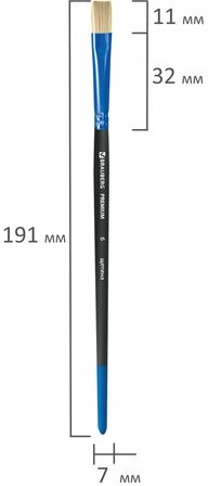 Кисть щетина, плоская № 6, BRAUBERG PREMIUM, 200995