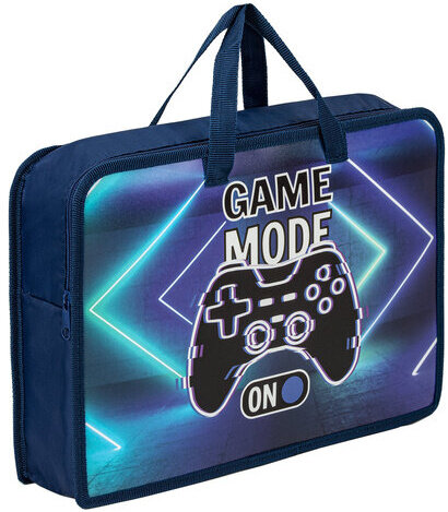 Папка на молнии с ручками ЮНЛАНДИЯ А4, 1 отделение, пластик, ширина 75 мм, "Game mode", 270957