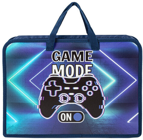 Папка на молнии с ручками ЮНЛАНДИЯ А4, 1 отделение, пластик, ширина 75 мм, "Game mode", 270957