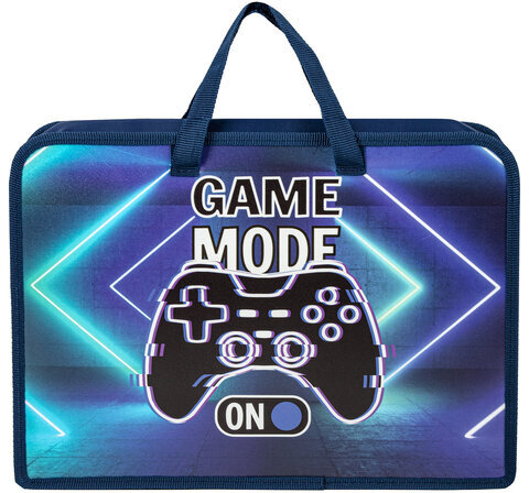 Папка на молнии с ручками ЮНЛАНДИЯ А4, 1 отделение, пластик, ширина 75 мм, "Game mode", 270957
