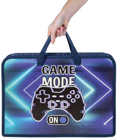 Папка на молнии с ручками ЮНЛАНДИЯ А4, 1 отделение, пластик, ширина 75 мм, "Game mode", 270957