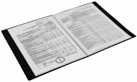 Папка 20 вкладышей BRAUBERG "Office", черная, 0,5 мм, 271324