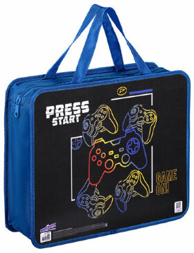 Папка на молнии с ручками ЮНЛАНДИЯ А4, 1 отделение, пластик, ширина 80 мм, &quot;Press Start&quot;, 271462