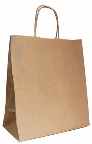 Крафт-пакет бумажный 26х15х35 см, крученые ручки, плотность 90 г/м2