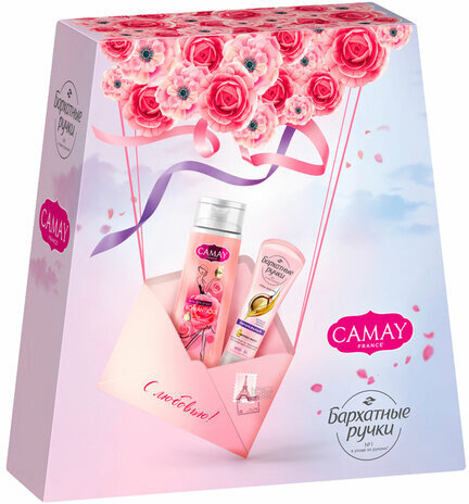 Подарочный набор: гель для душа CAMAY 250 мл + Крем для рук БАРХАТНЫЕ РУЧКИ питательный 80 мл