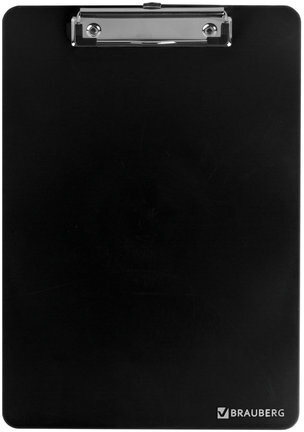 Доска-планшет BRAUBERG "SOLID" сверхпрочная с прижимом А4 (315х225 мм), пластик, 2 мм, ЧЕРНАЯ, 226822