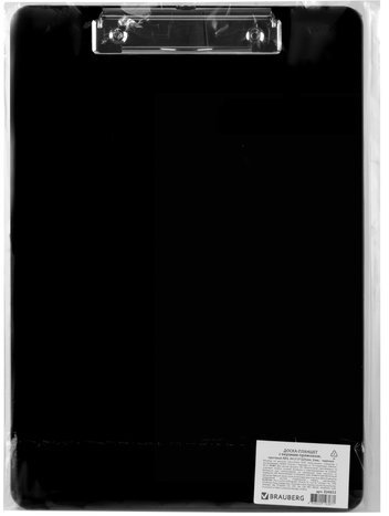 Доска-планшет BRAUBERG "SOLID" сверхпрочная с прижимом А4 (315х225 мм), пластик, 2 мм, ЧЕРНАЯ, 226822