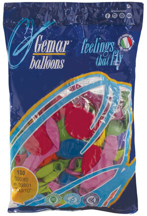 Шары воздушные 10" (25 см), комплект 100 шт., 12 пастельных цветов, в пакете, 1101-0003