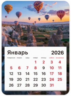 Календарь отрывной на магните на 2026 г., BRAUBERG, 130x180 мм, склейка, &quot;Каппадокия&quot;, 117294