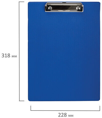 Доска-планшет STAFF с прижимом А4 (228х318 мм), картон/ПВХ, СИНЯЯ, 229555