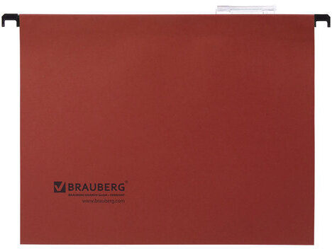 Подвесные папки А4 (350х245 мм), до 80 листов, КОМПЛЕКТ 10 шт., красные, картон, BRAUBERG (Италия), 231792