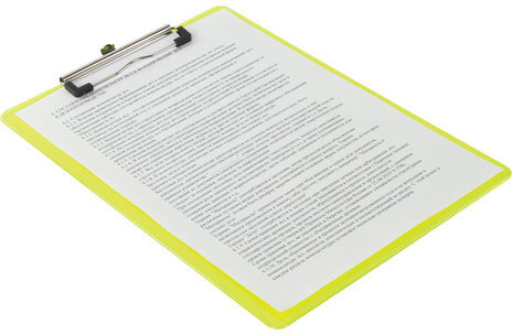 Доска-планшет BRAUBERG "Energy" с прижимом А4 (226х315 мм), пластик, 2 мм, неоновый, ЖЕЛТАЯ, 232231