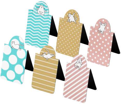 Закладки для книг МАГНИТНЫЕ c высечкой, "CAT YOGA", набор 6 шт., 35х25 мм, BRAUBERG, 113162