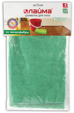 Тряпка для мытья пола из микрофибры, СУПЕР ПЛОТНАЯ, 70х80 см, зелёная, LAIMA, 603931