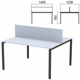 Стол письменный 2-МЕСТНЫЙ на металлокаркасе &quot;Арго&quot;, 1400х1236х760 мм, серый (КОМПЛЕКТ)