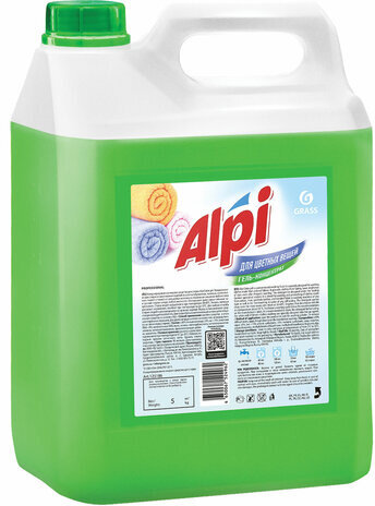 Средство для стирки жидкое 5 кг GRASS ALPI, для цветных тканей, нейтральное, концентрат, гель, 125186