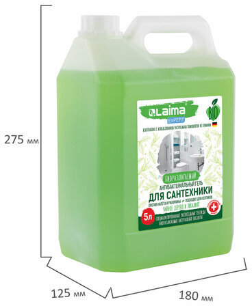 Средство для сантехники антибактериальное 5 л, LAIMA EXPERT "Чайное дерево и эвкалипт", гель, 607762