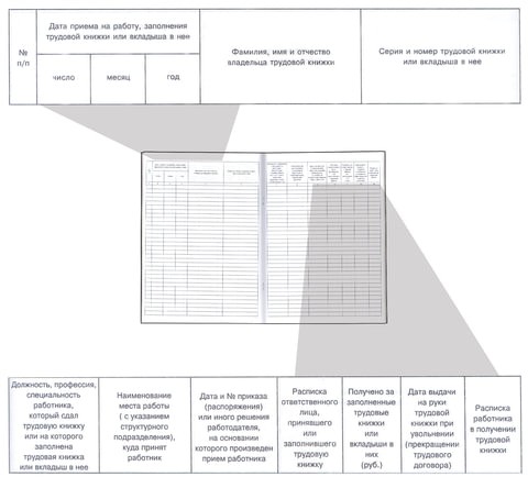 Книга учета движения трудовых книжек и вкладышей к ним, 48 л., картон, блок офсет, А4 (210х290 мм), 52277, 130054