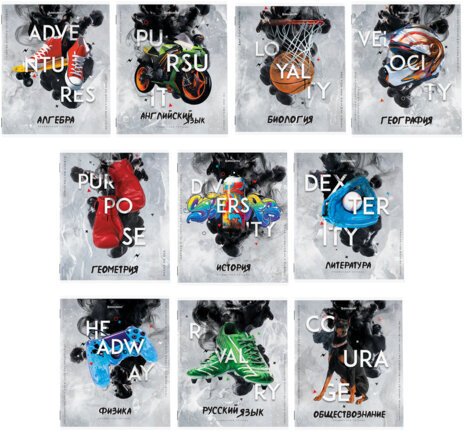 Тетради предметные, КОМПЛЕКТ 10 ПРЕДМЕТОВ, "SPORT CLUB", 48 л., обложка картон, BRAUBERG, 404841