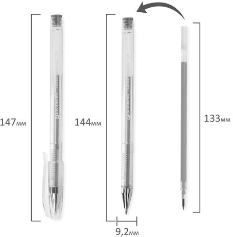Ручки гелевые BRAUBERG "Jet", НАБОР 6 ЦВЕТОВ, МЕТАЛЛИК, узел 0,7 мм, линия письма 0,5 мм, 141029