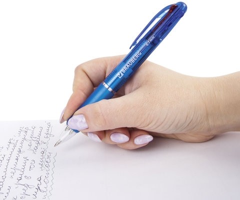 Ручка шариковая автоматическая с грипом BRAUBERG "Spectrum", 4 ЦВЕТА (синяя, черная, красная, зеленая), линия письма 0,35мм, 141513