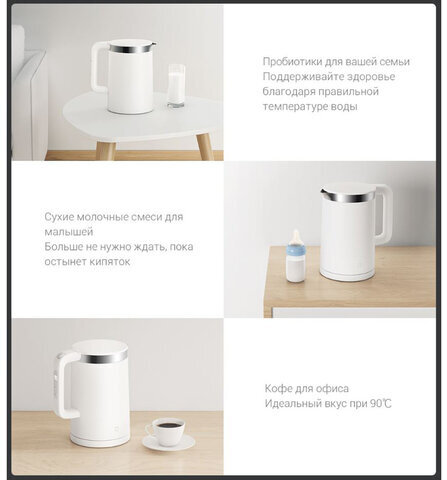 Чайник XIAOMI Mi Smart Kettle Pro, 1,5 л, поддержание температуры, двойные стенки, белый, BHR4198GL