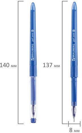 Ручки гелевые BRAUBERG DIAMOND, НАБОР 12 ЦВЕТОВ, узел 0,5 мм, линия письма 0,25 мм, 143377