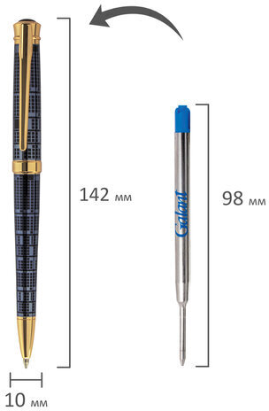 Ручка подарочная шариковая GALANT "TRAFORO", корпус синий, детали золотистые, узел 0,7 мм, синяя, 143512