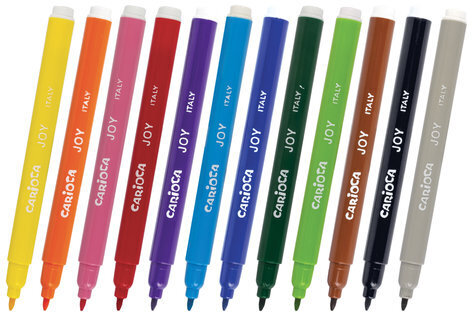 Фломастеры CARIOCA (Италия) "Joy", 12 цветов, суперсмываемые, вентилируемый колпачок, картонная коробка, 40614